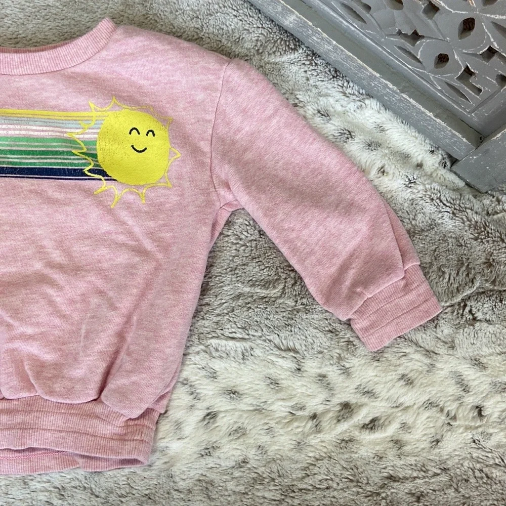 Gymboree pink sweatshirt baby girls 2T pastel rainbow sun Barbiecore Softgirl